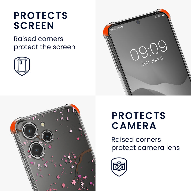 kwmobile Necklace Case kompatibel mit Xiaomi Redmi 12 Hülle Silikon Cover mit Handykette Kirschblütenblätter