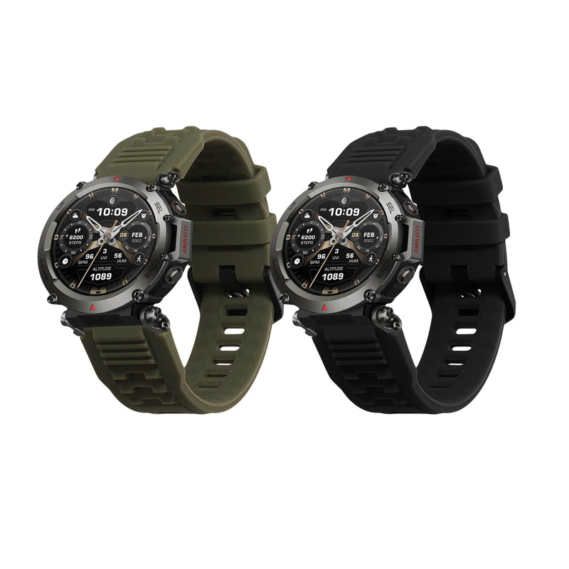 kwmobile Silikon Uhrenarmband für Garmin T-Rex Ultra Armband - Ersatzarmband für Fitnesstracker - Wechselarmband Smartwatch - Schwarz Dunkelgrün Schwarz  [dsg02]