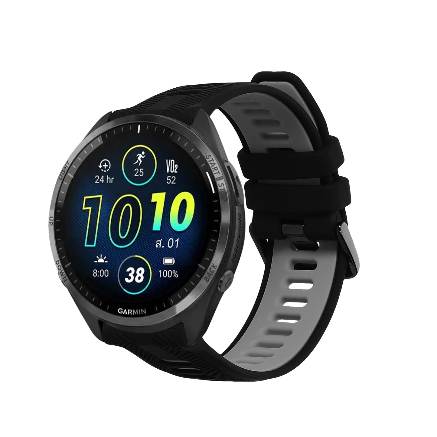 kwmobile Silikon Uhrenarmband für Garmin Forerunner 965 / 955 / 945 / 745 Armband - Ersatzarmband für Fitnesstracker - Wechselarmband Smartwatch - Schwarz Grau Schwarz  [dsg01]