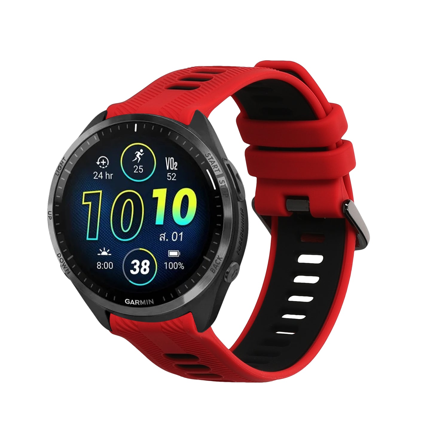 kwmobile 1x Uhrenarmband für Garmin Forerunner 965 / 955 / 945 / 745 Armband - Fitnesstracker Band Set aus TPU Silikon - Ersatzarmband Smartwatch - Rot Schwarz Rot  [dsg02]