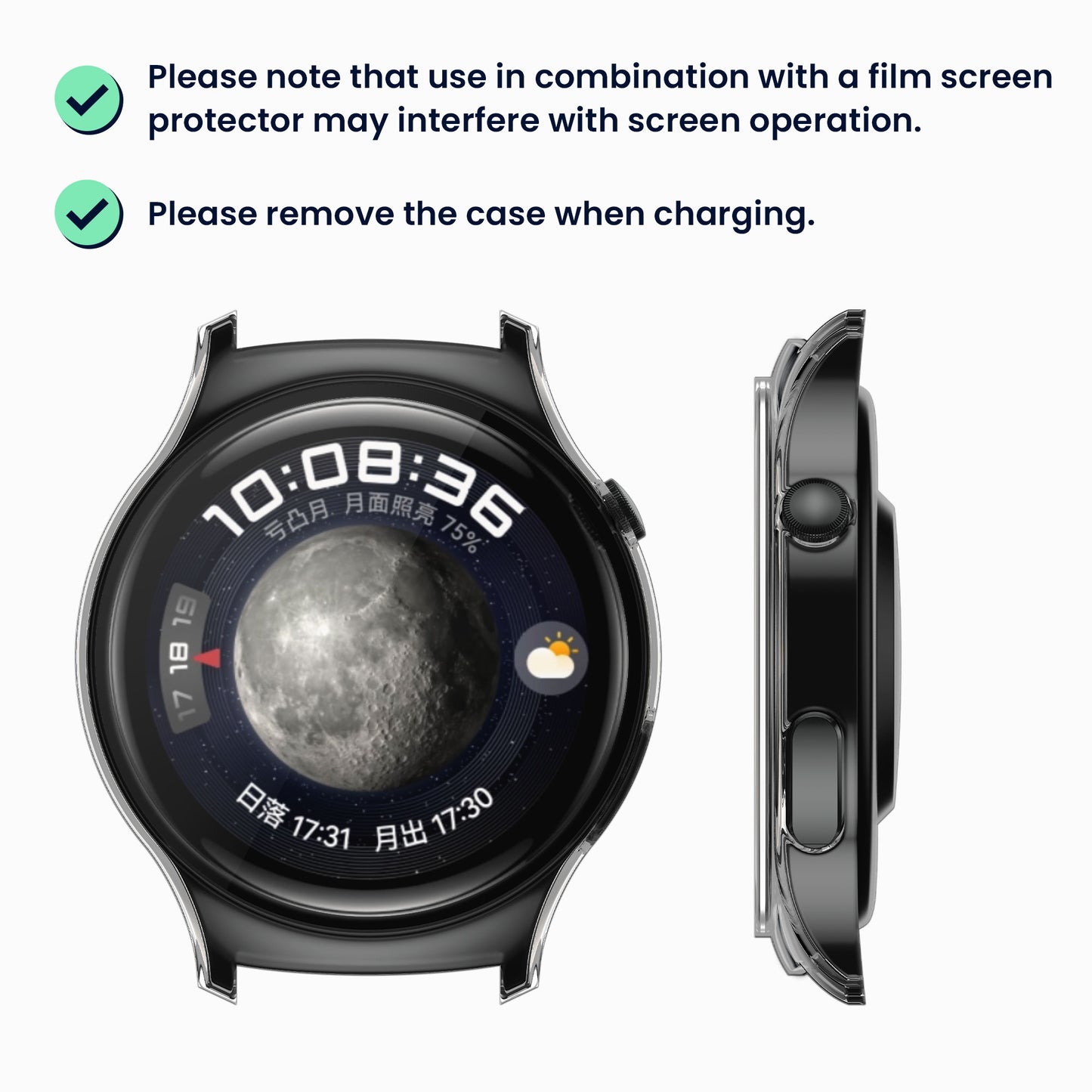 kwmobile Glas Hülle für Huawei Watch 4 Schutzhülle Fullbody Fitnesstracker Case Set