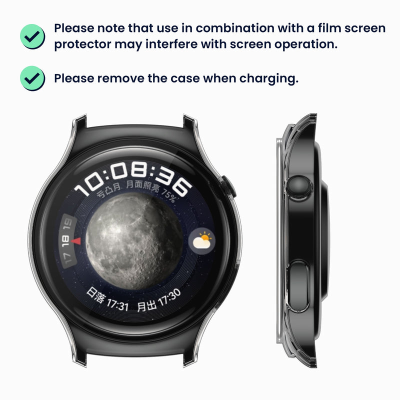 kwmobile Glas Hülle für Huawei Watch 4 Schutzhülle Fullbody Fitnesstracker Case Set