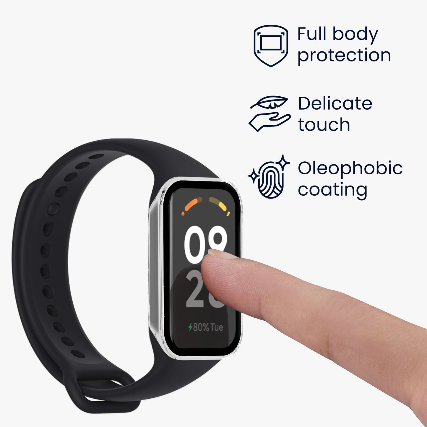 kwmobile Glas Hülle für Xiaomi Redmi Smart Band 2 Schutzhülle Fullbody Fitnesstracker Case Set