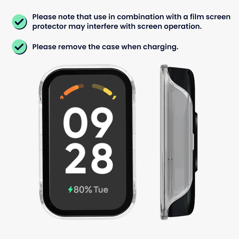 kwmobile Glas Hülle für Xiaomi Redmi Smart Band 2 Schutzhülle Fullbody Fitnesstracker Case Set