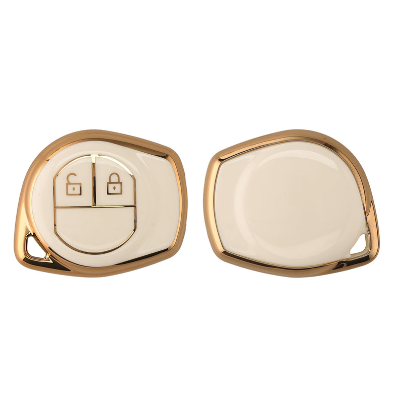 kwmobile Autoschlüssel Hülle kompatibel mit Suzuki 2-Tasten Autoschlüssel - Schlüsselhülle Silikon Cover - Weiß Gold Weiß  [dsg02]