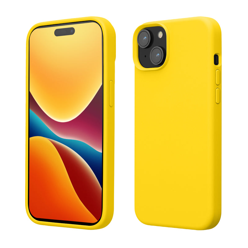 kwmobile Handyhülle für iPhone 15 Hülle, für iPhone 15 Case - Hülle Silikon - kabelloses Laden - Strahlend Gelb Strahlend Gelb  