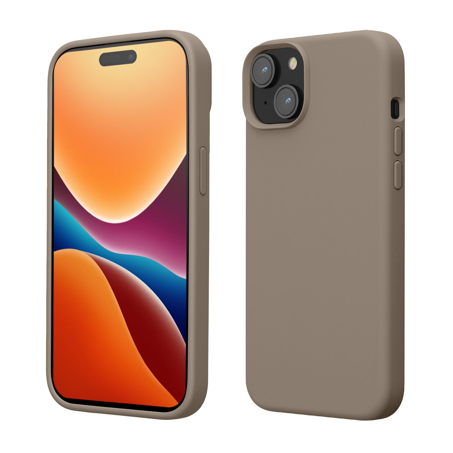 kwmobile Handyhülle für iPhone 15 Hülle, für iPhone 15 Case - Hülle Silikon - kabelloses Laden - Taupe Taupe  
