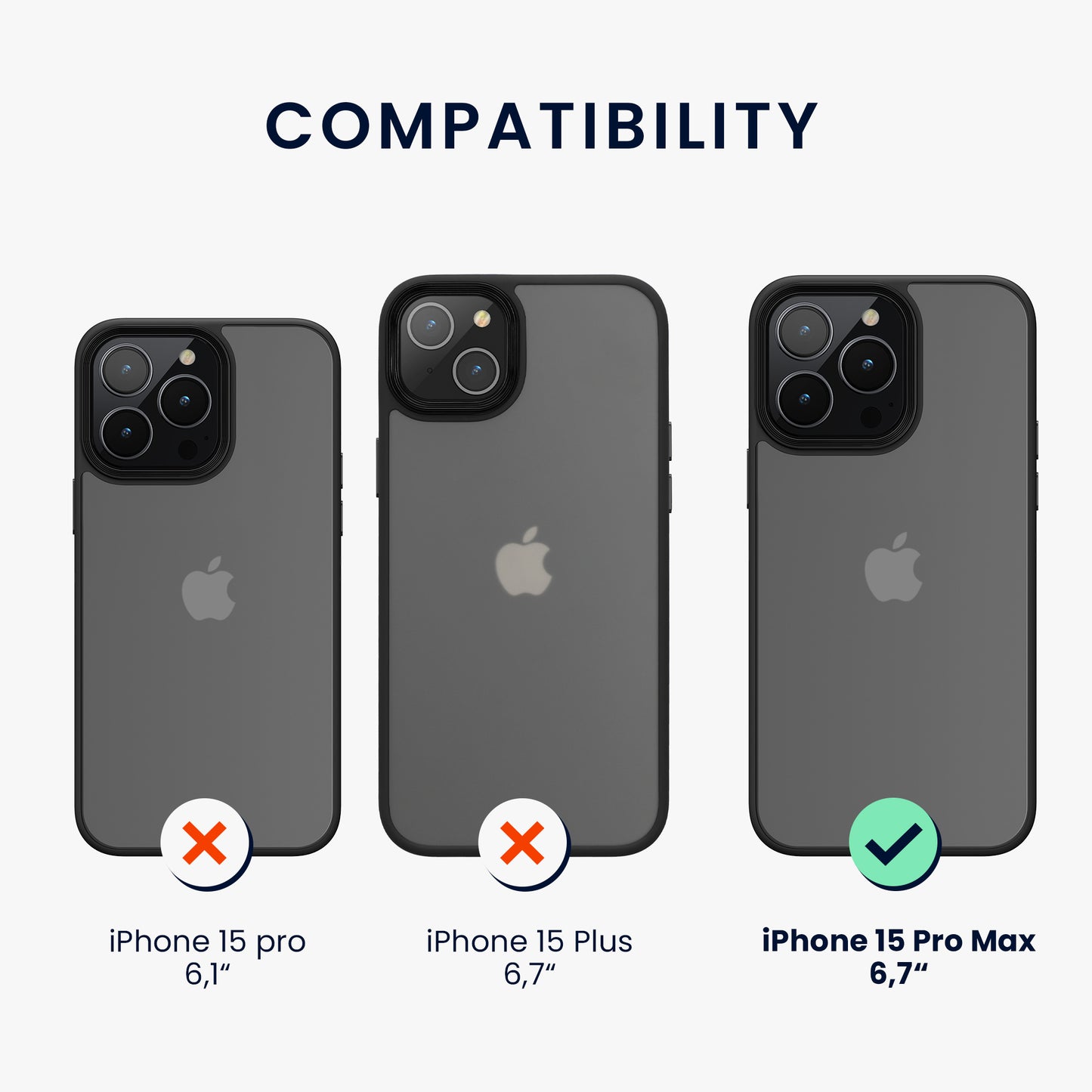 kwmobile Hülle kompatibel mit iPhone 15 Pro Max Hülle - Transparente Hartschale - Stoßfeste Handyhülle aus Weichem TPU Silikon