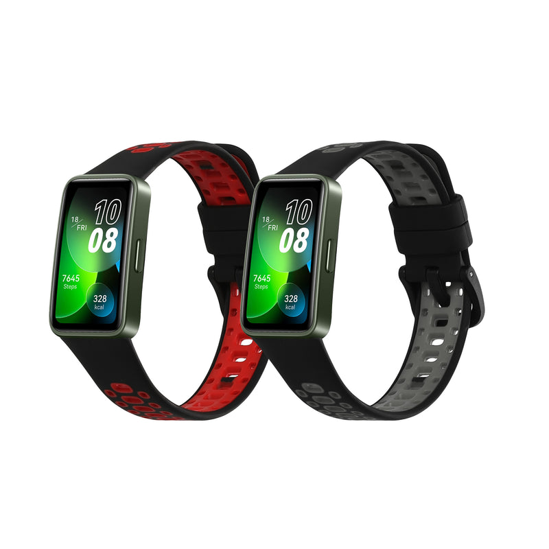 kwmobile 2x Sportarmband kompatibel mit Huawei Band 10 / 9 / 8 Armband - Fitnesstracker Band Set aus TPU Silikon Schwarz  [dsg01]
