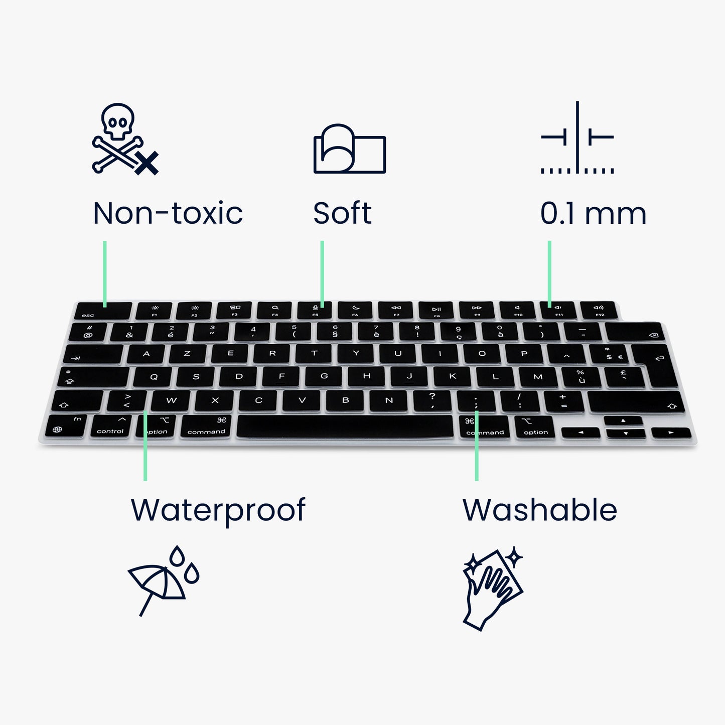 Silikon Tastaturschutz AZERTY (Frankreich, Belgien) kompatibel mit Apple Macbook Air 15 2023 M2 (A2941)
