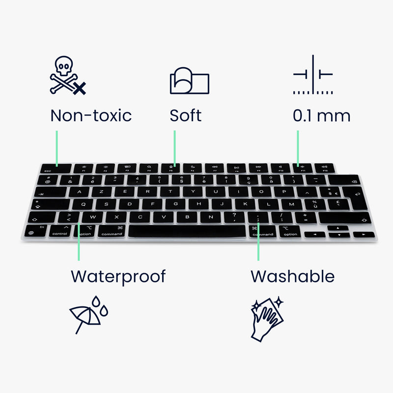 Silikon Tastaturschutz AZERTY (Frankreich, Belgien) kompatibel mit Apple Macbook Air 15 2023 M2 (A2941)