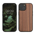 kwmobile Hülle kompatibel mit iPhone 15 Hülle - Holz Case - stoßfestes Handy Cover - TPU Handyhülle in Dunkelbraun Dunkelbraun  
