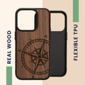 kwmobile Hülle kompatibel mit iPhone 15 Pro Handy Cover TPU Handyhülle Kompass Vintage