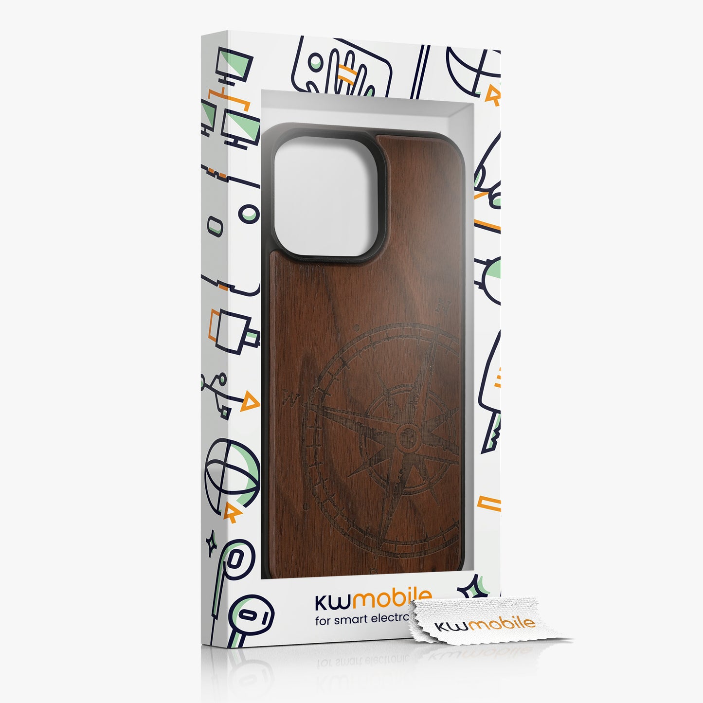 kwmobile Hülle kompatibel mit iPhone 15 Pro Max Handy Cover TPU Handyhülle Kompass Vintage