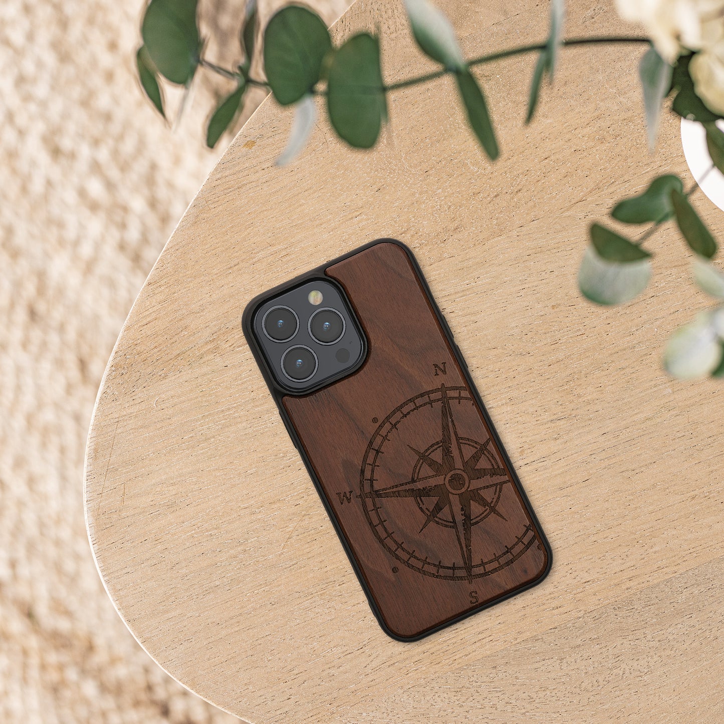 kwmobile Hülle kompatibel mit iPhone 15 Pro Max Handy Cover TPU Handyhülle Kompass Vintage