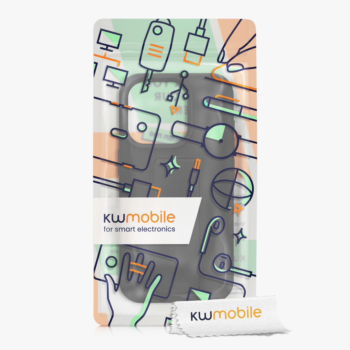kwmobile Handyhülle für Apple iPhone 15 Pro mit Fingerhalter und Stand Schutzhülle Cover