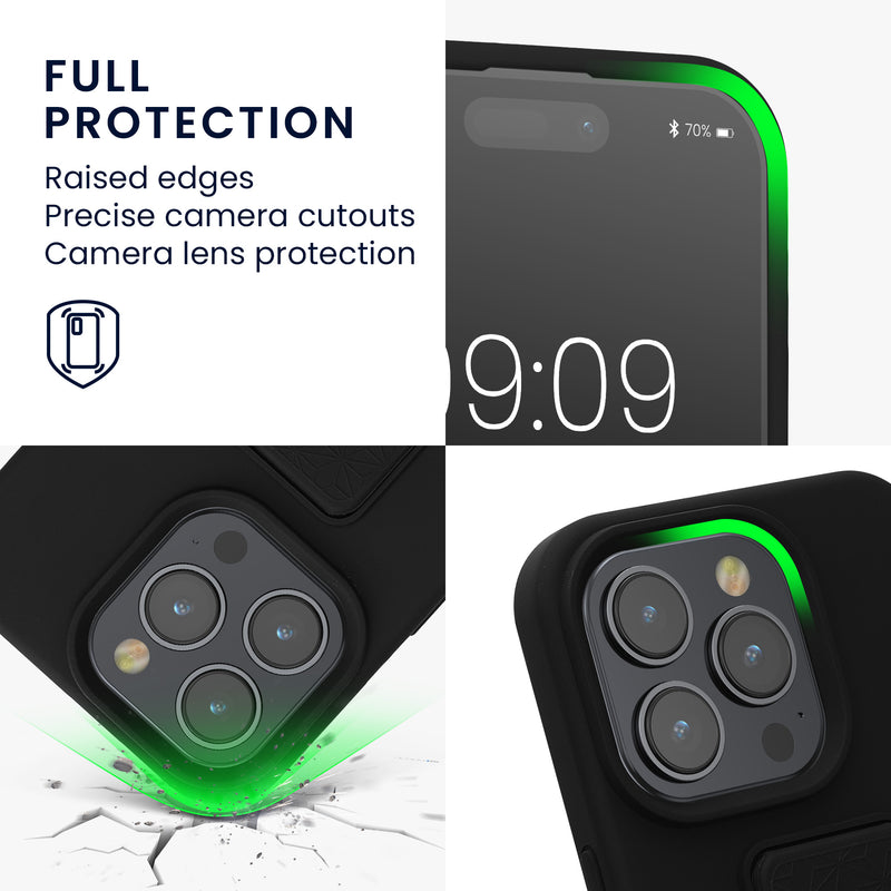 kwmobile Handyhülle für Apple iPhone 15 Pro mit Fingerhalter und Stand Schutzhülle Cover