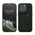 kwmobile Handyhülle kompatibel mit iPhone 15 Pro Hülle - Handy Cover mit Fach für Karten - in Dunkelgrün Dunkelgrün  