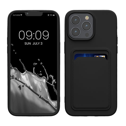 kwmobile Handyhülle kompatibel mit iPhone 15 Pro Max Hülle - Handy Cover mit Fach für Karten - in Schwarz Schwarz  