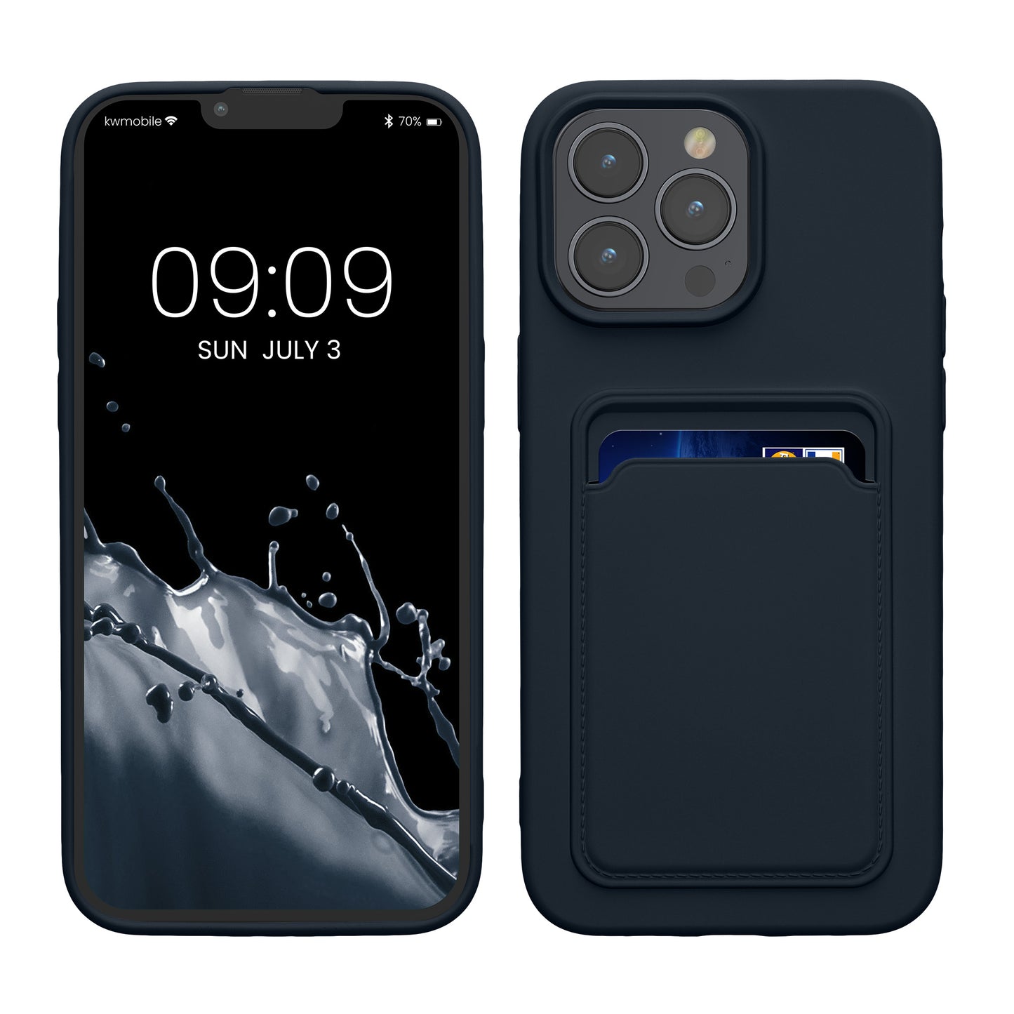 kwmobile Handyhülle kompatibel mit iPhone 15 Pro Max Hülle - Handy Cover mit Fach für Karten - in Dunkelblau Dunkelblau  
