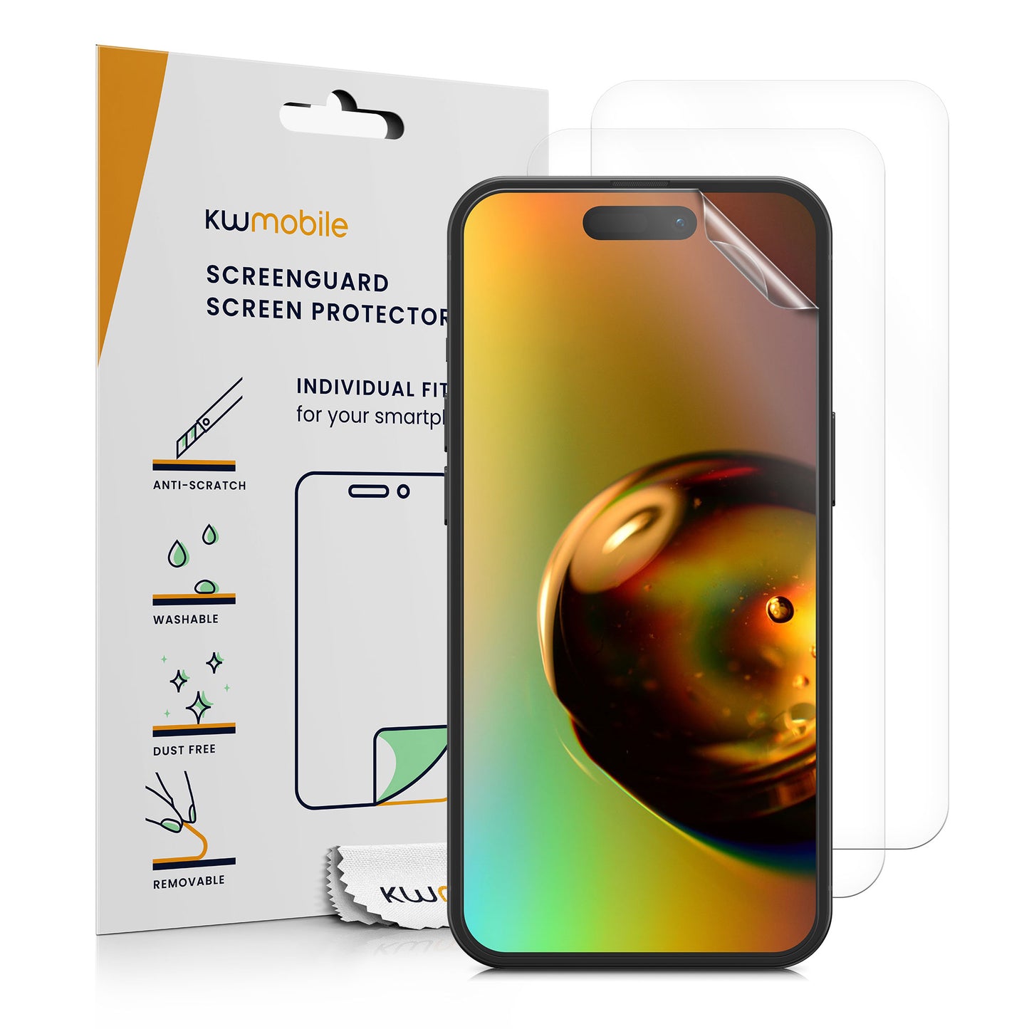 kwmobile 3x Displayschutzfolie kompatibel mit iPhone 15 Pro Max Folie - klare Schutzfolien Set in transparent Transparent  