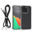 kwmobile Necklace Case kompatibel mit iPhone 15 Pro Max Hülle - stoßfestes Kunststoff Cover mit Handykette und TPU Bumper - Transparent Schwarz Transparent  
