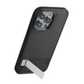 kwmobile Hülle kompatibel mit iPhone 15 Pro Hülle - Kunststoff Case mit TPU Bumper - Handy Cover mit ausklappbarem Ständer - Schwarz Schwarz  