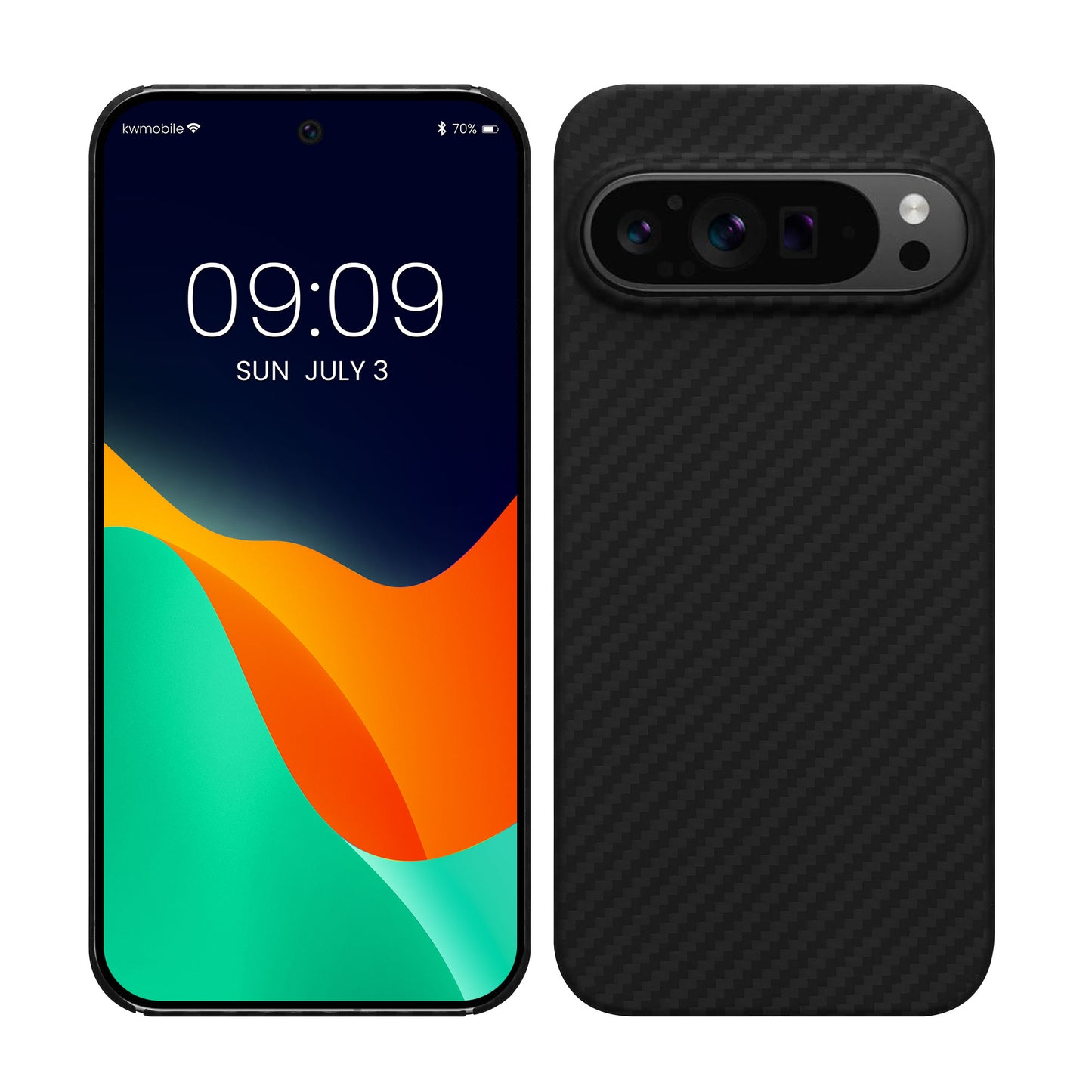 kalibri Schutzhülle kompatibel mit Google Pixel 9 Pro - Hülle Aramid - Handy Cover Case Handyhülle Schwarz matt Schwarz matt  
