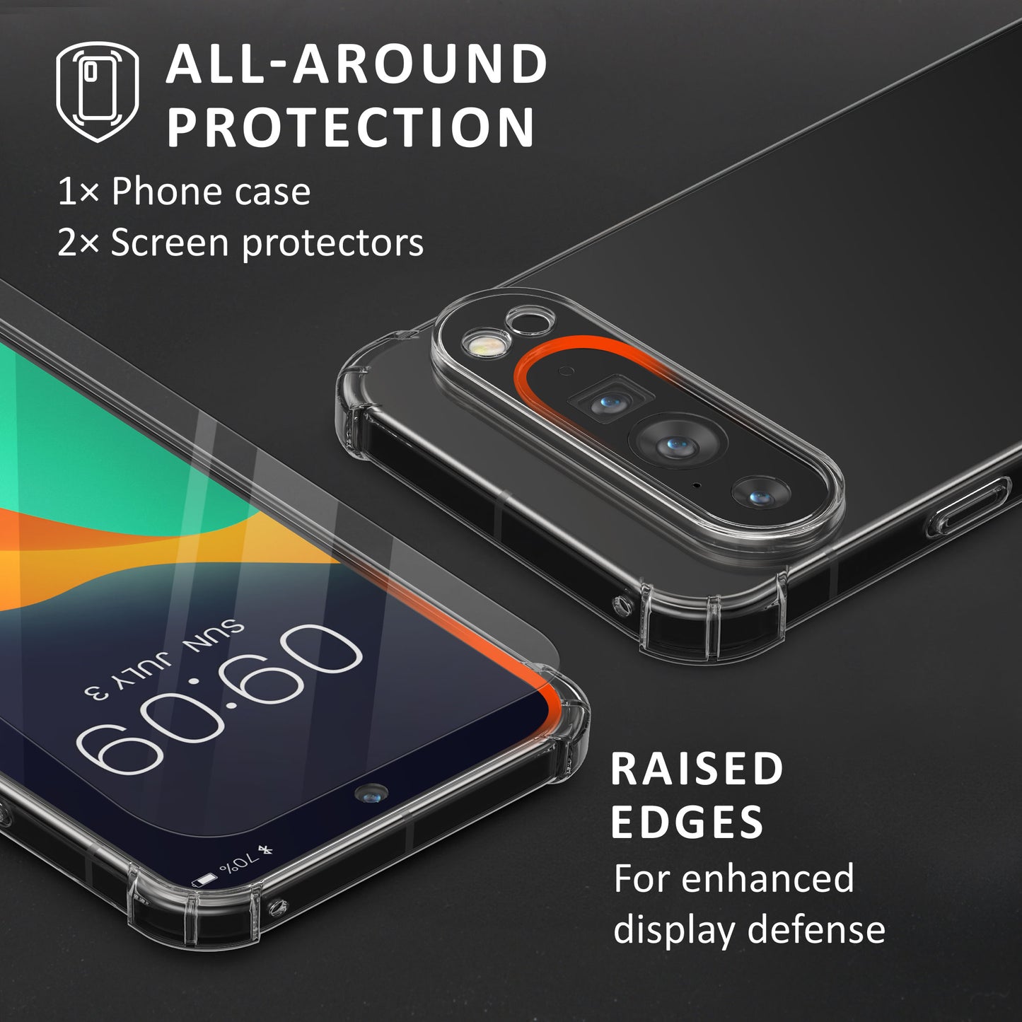 kalibri Hülle kompatibel mit Google Pixel 9 Pro XL Case - Handyhülle mit 2x Glas Schutz Folie - Cover Handyhülle