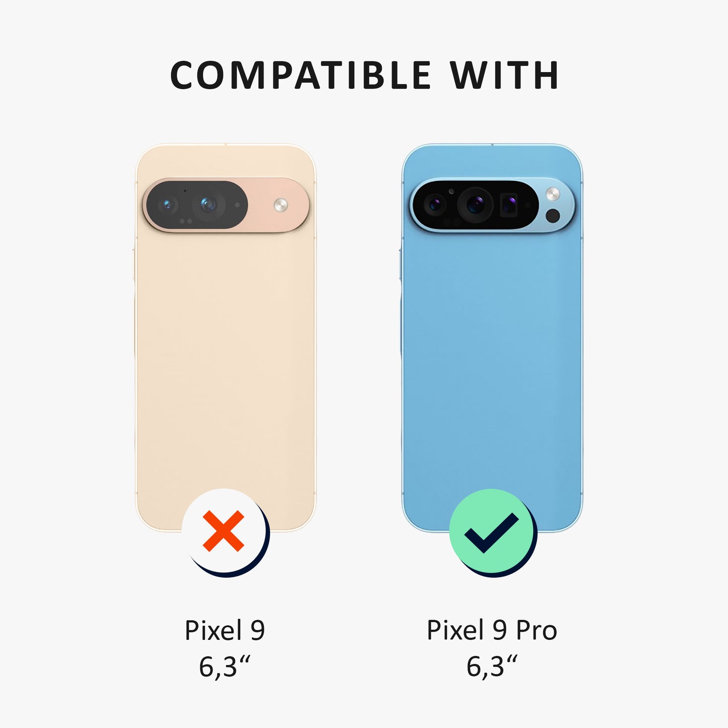 kalibri Hülle kompatibel mit Google Pixel 9 Pro Case - Handyhülle mit 2x Glas Schutz Folie - Cover Handyhülle