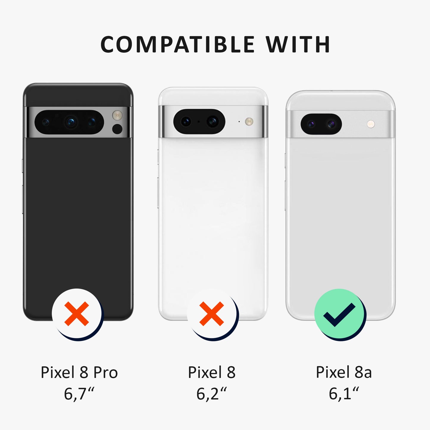 kalibri Hülle kompatibel mit Google Pixel 8a Case - Handyhülle mit 2x Glas Schutz Folie - Cover Handyhülle