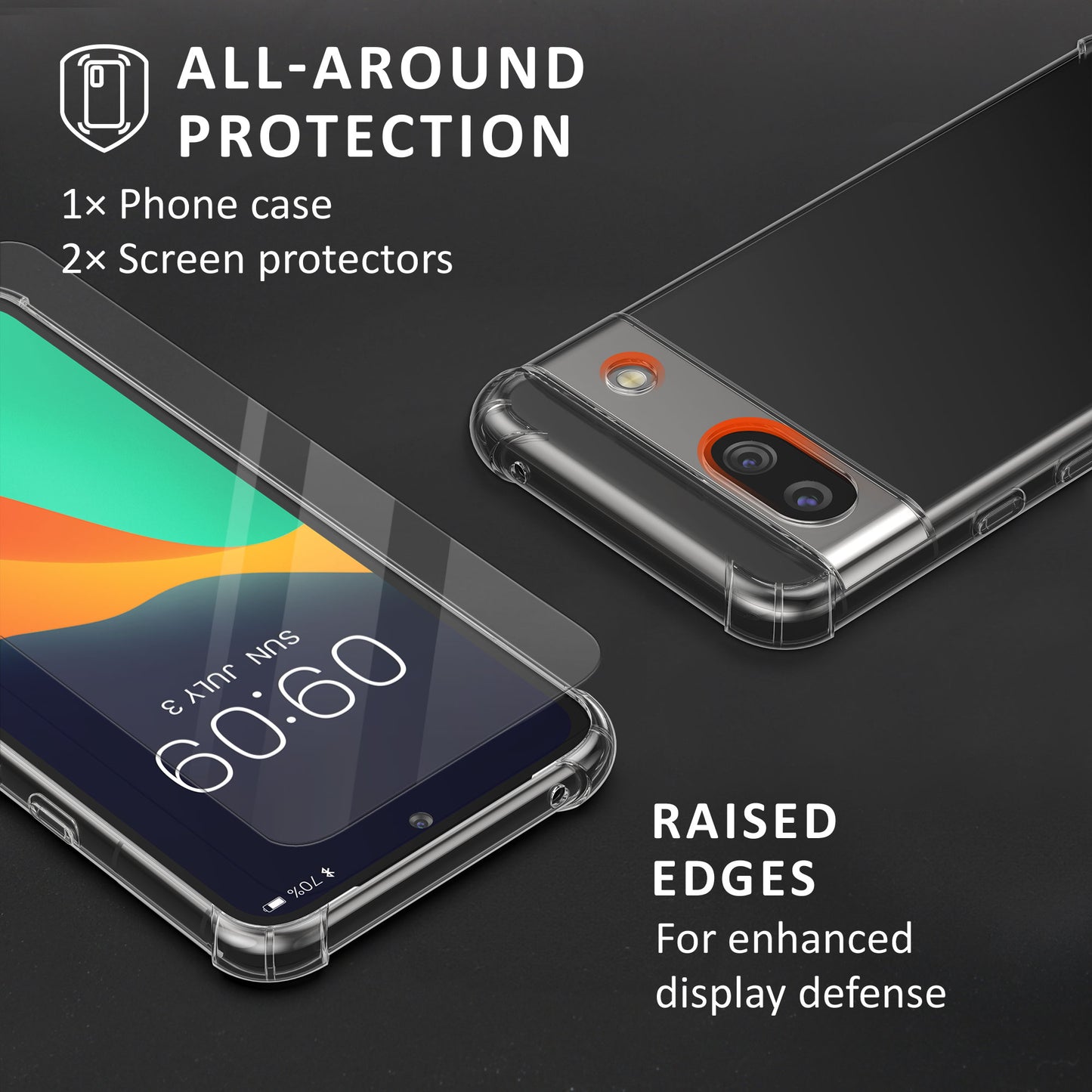 kalibri Hülle kompatibel mit Google Pixel 8a Case - Handyhülle mit 2x Glas Schutz Folie - Cover Handyhülle