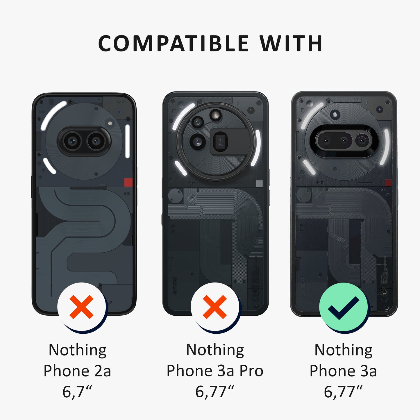 kalibri Hülle kompatibel mit Nothing Phone 3a Case - Handyhülle mit 2x Glas Schutz Folie - Cover Handyhülle