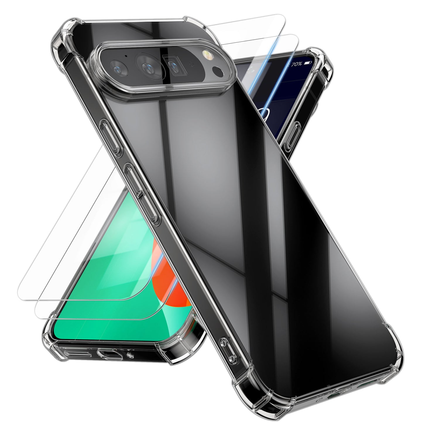 kalibri Hülle kompatibel mit Google Pixel 10 / Pixel 10 Pro Case - Handyhülle mit 2x Glas Schutz Folie - Cover Handyhülle in Transparent Transparent  