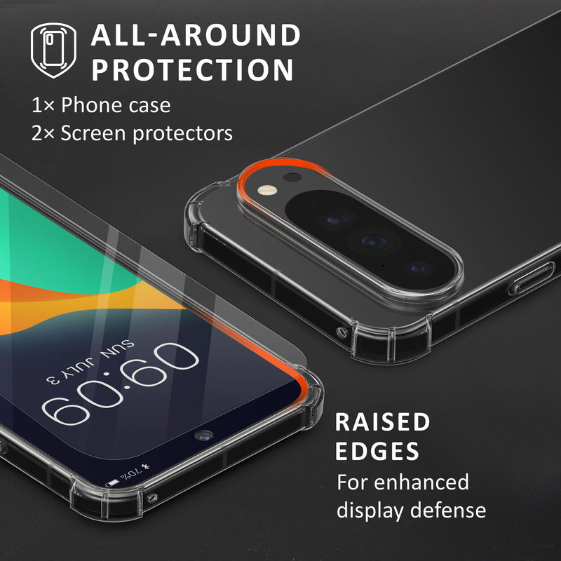 kalibri Hülle kompatibel mit Google Pixel 10 Pro XL Case - Handyhülle mit 2x Glas Schutz Folie - Cover Handyhülle
