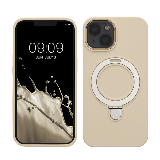 kalibri Hülle kompatibel mit Apple iPhone 13 / iPhone 14 Hülle - Silikon Case kompatibel mit MagSafe - Cover mit Stand Fingerhalter Moon Glow Moon Glow  