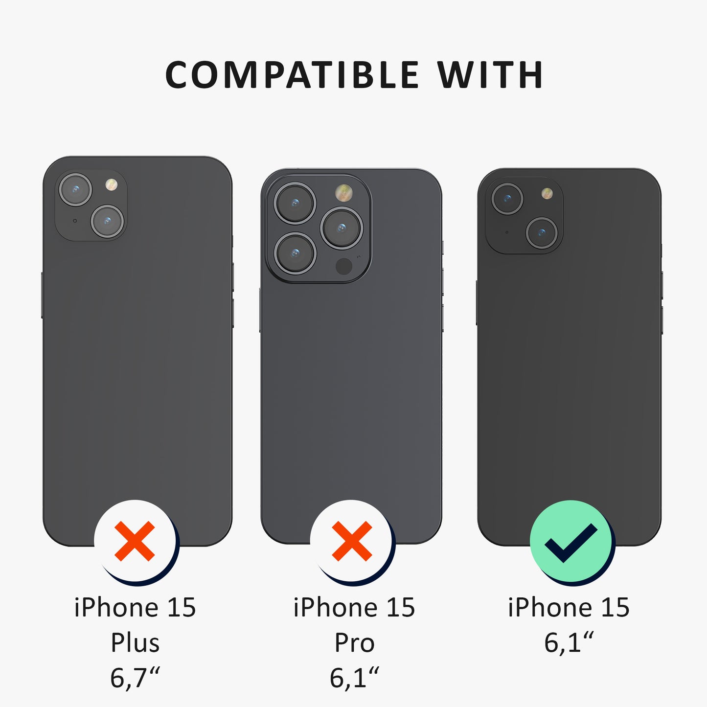 kalibri Hülle kompatibel mit Apple iPhone 15 Case - Handyhülle mit 2x Glas Schutz Folie - Cover Handyhülle