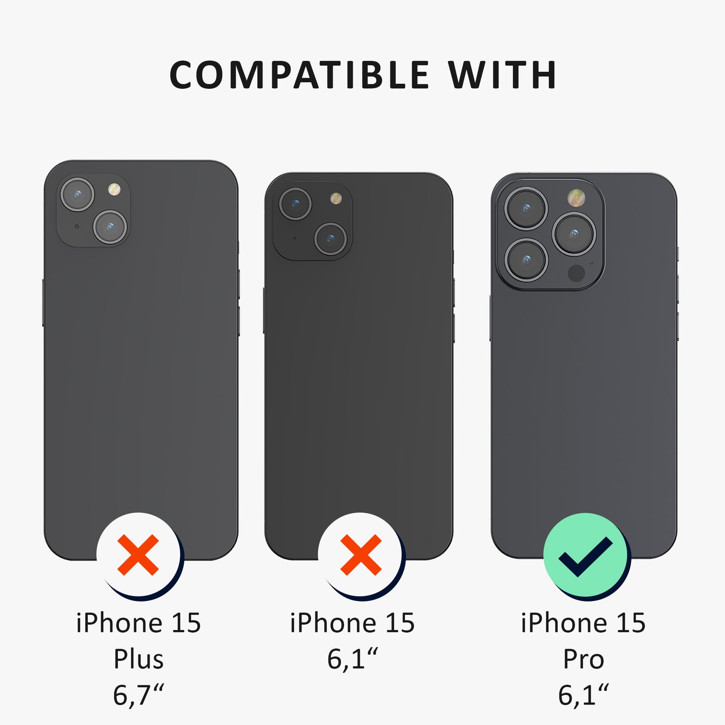 kalibri Hülle kompatibel mit Apple iPhone 15 Pro Case - Handyhülle mit 2x Glas Schutz Folie - Cover Handyhülle