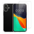 kalibri Hülle kompatibel mit Apple iPhone 16 Case - Handyhülle mit 2x Glas Schutz Folie - Cover Handyhülle in Transparent Transparent  