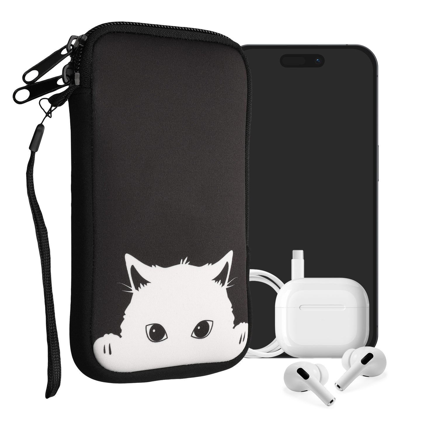 kwmobile Handytasche für Smartphones - Handy Tasche Hülle Cover Case Schutzhülle - Vögel Ast - 15,2 x 8,3 cm Innenmaße