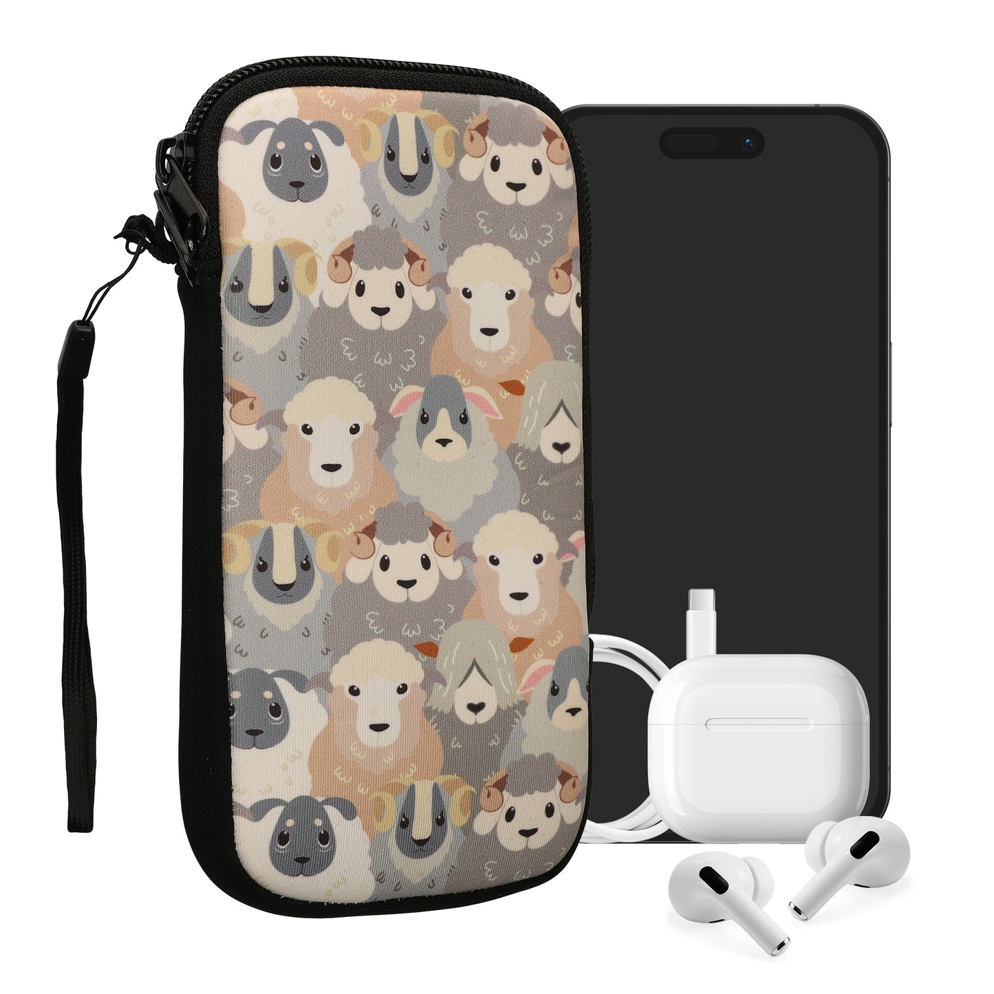 kwmobile Handytasche für Smartphones - Handy Tasche Hülle Cover Case Schutzhülle - Vögel Ast - 15,2 x 8,3 cm Innenmaße