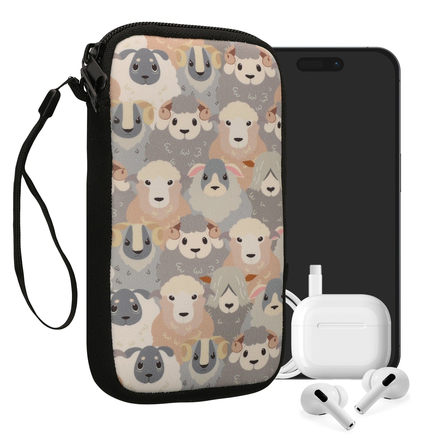 kwmobile Handytasche für Smartphones - Handy Tasche Hülle Cover Case Schutzhülle - Vögel Ast - 15,2 x 8,3 cm Innenmaße