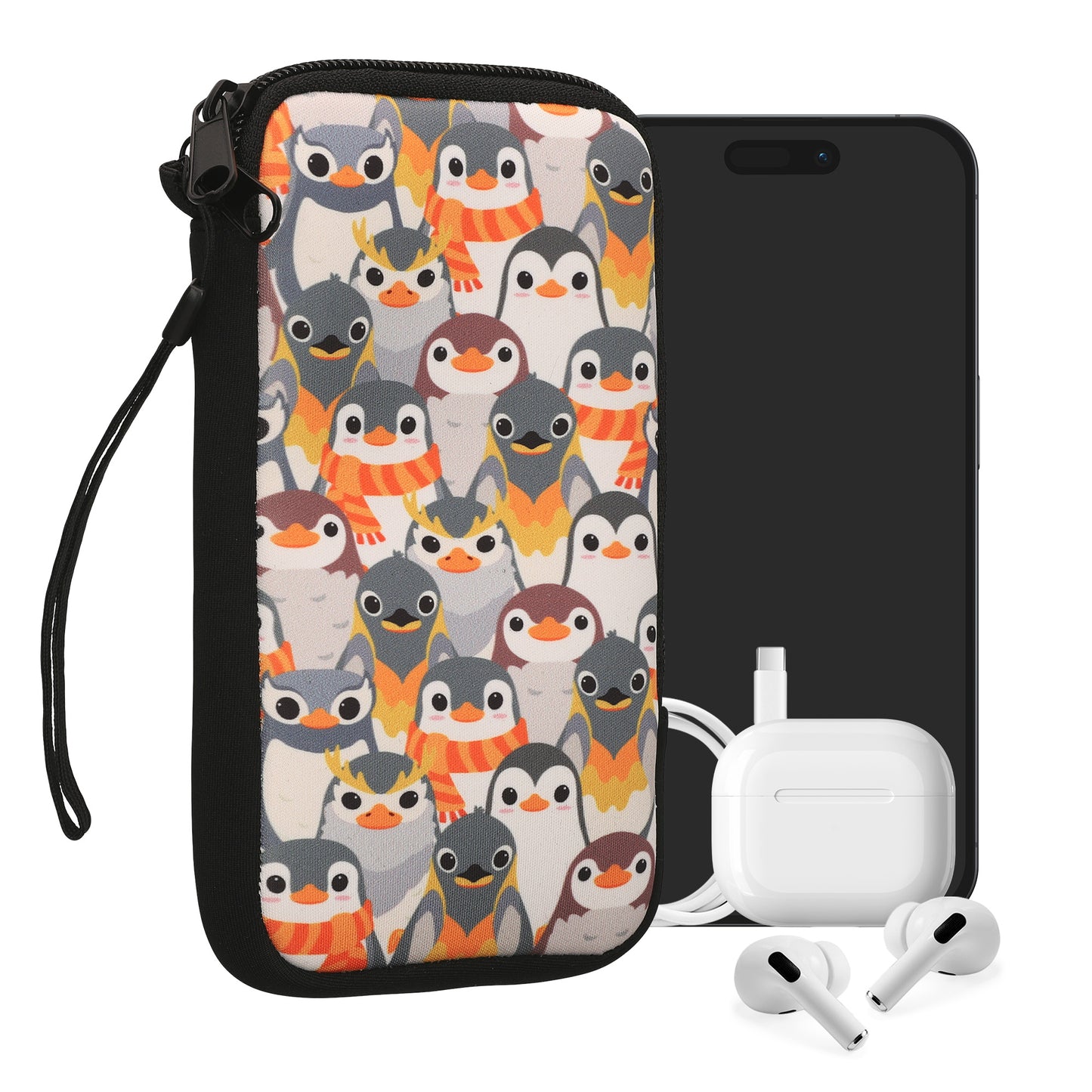 kwmobile Handytasche für Smartphones - Handy Tasche Hülle Cover Case Schutzhülle - Vögel Ast - 15,2 x 8,3 cm Innenmaße