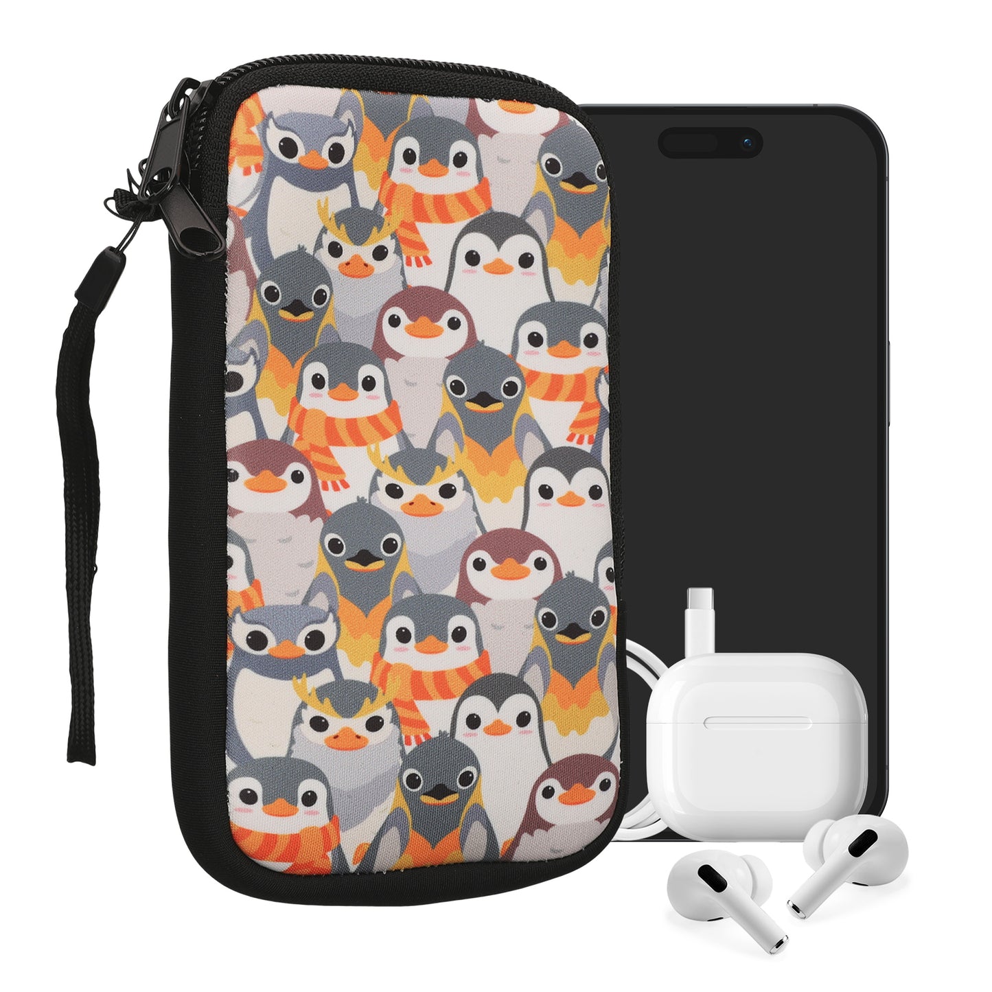kwmobile Handytasche für Smartphones - Handy Tasche Hülle Cover Case Schutzhülle - Vögel Ast - 15,2 x 8,3 cm Innenmaße
