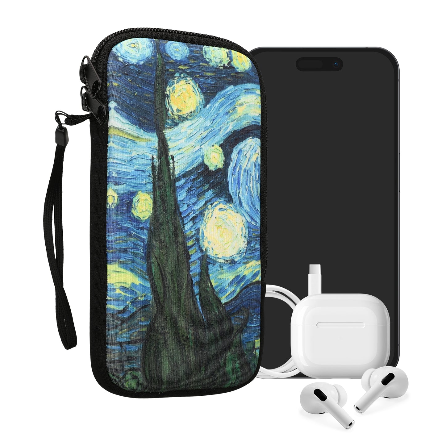 kwmobile Handytasche für Smartphones - Handy Tasche Hülle Cover Case Schutzhülle - Vögel Ast - 15,2 x 8,3 cm Innenmaße