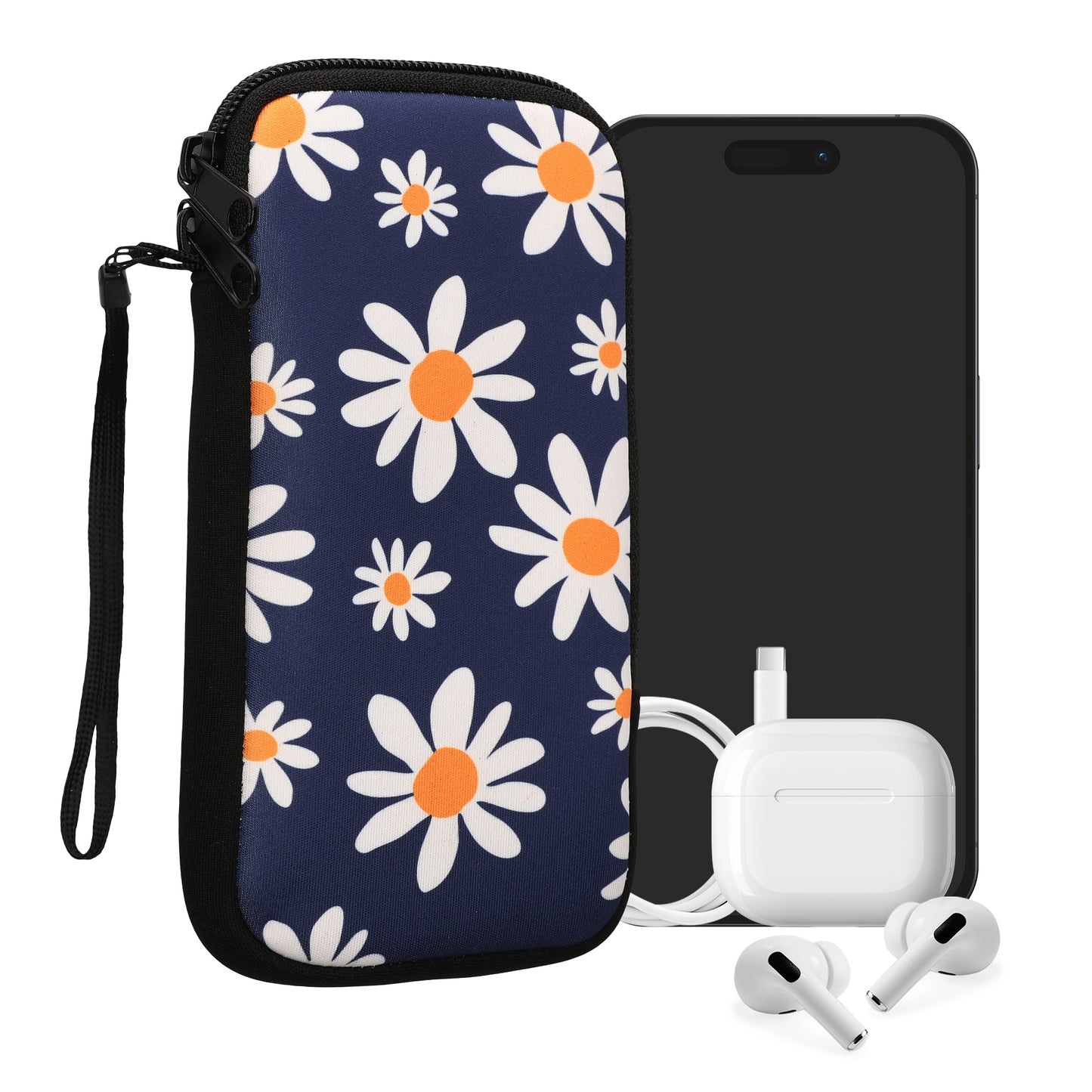 kwmobile Handytasche für Smartphones - Handy Tasche Hülle Cover Case Schutzhülle - Vögel Ast - 15,2 x 8,3 cm Innenmaße