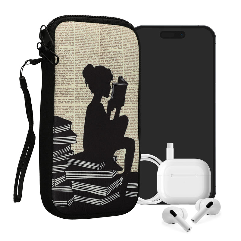 kwmobile Handytasche für Smartphones - Handy Tasche Hülle Cover Case Schutzhülle - Vögel Ast - 15,2 x 8,3 cm Innenmaße