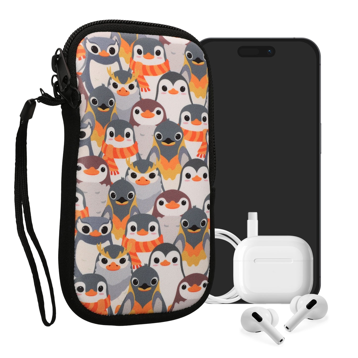 kwmobile Handytasche für Smartphones - Handy Tasche Hülle Cover Case Schutzhülle - Vögel Ast - 15,2 x 8,3 cm Innenmaße