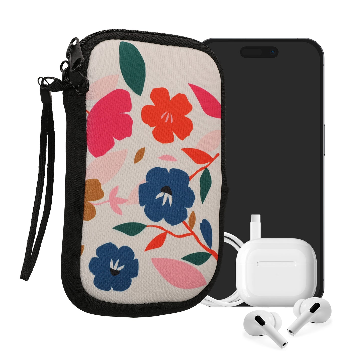 kwmobile Handytasche für Smartphones - Handy Tasche Hülle Cover Case Schutzhülle - Vögel Ast - 15,2 x 8,3 cm Innenmaße