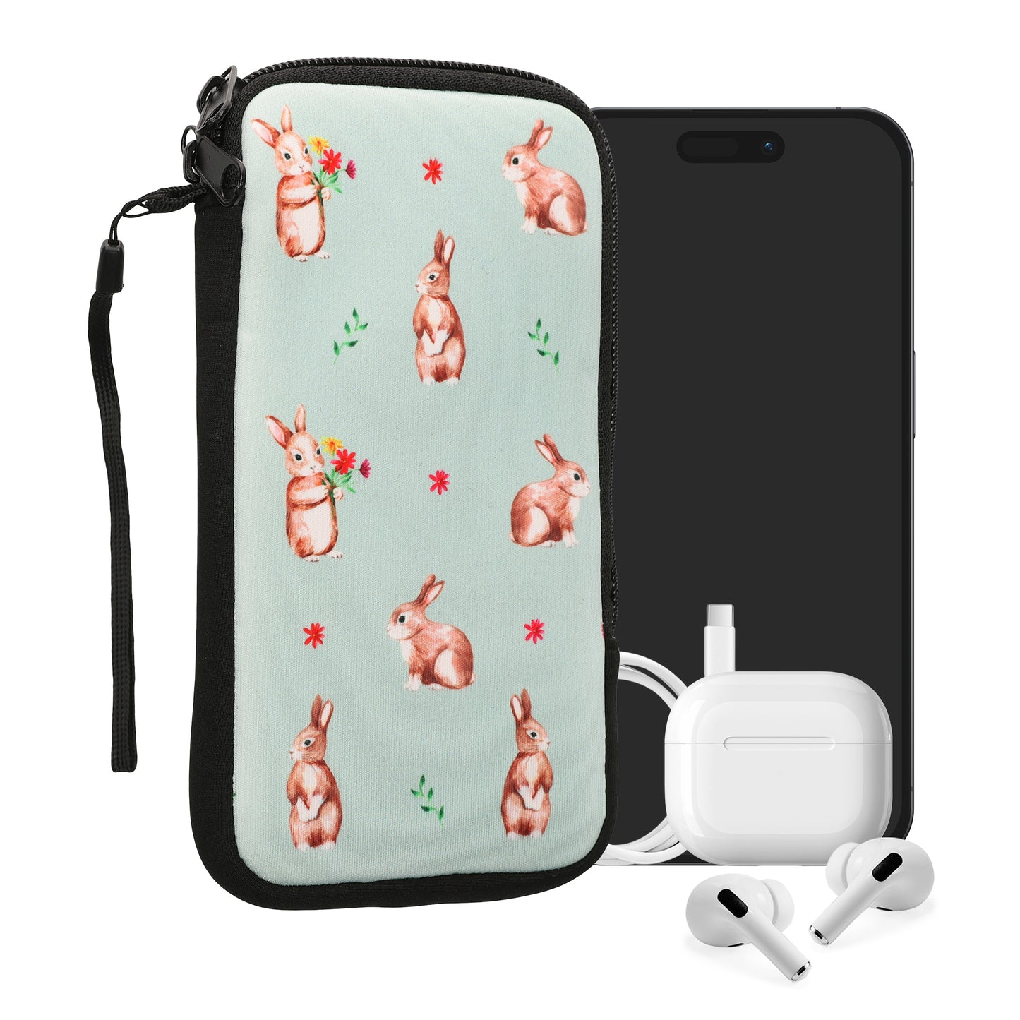 kwmobile Handytasche für Smartphones - Handy Tasche Hülle Cover Case Schutzhülle - Vögel Ast - 15,2 x 8,3 cm Innenmaße